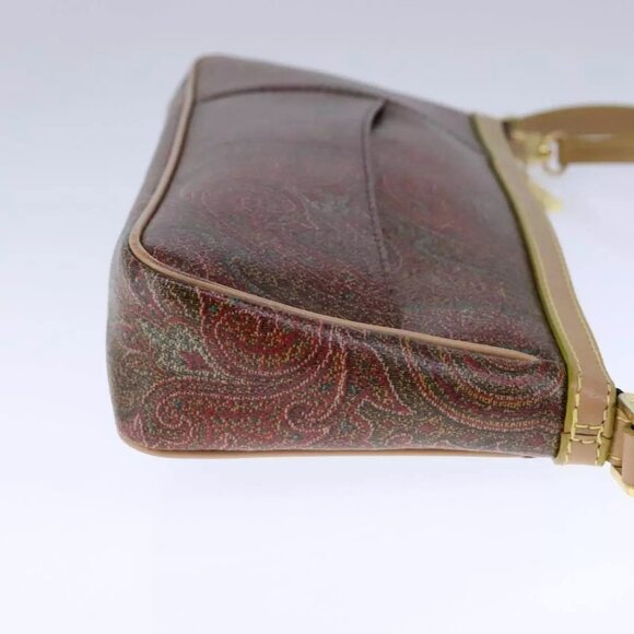 ETRO Paisley Shoulder Bag PVC Leather Brown Gold - Picture 5 of 15